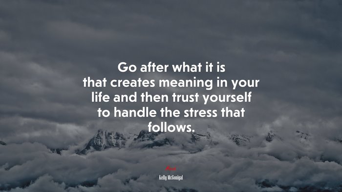 Go after what it is that creates meaning in your life and then trust yourself to handle the stress that follows. | Kelly McGonigal quote