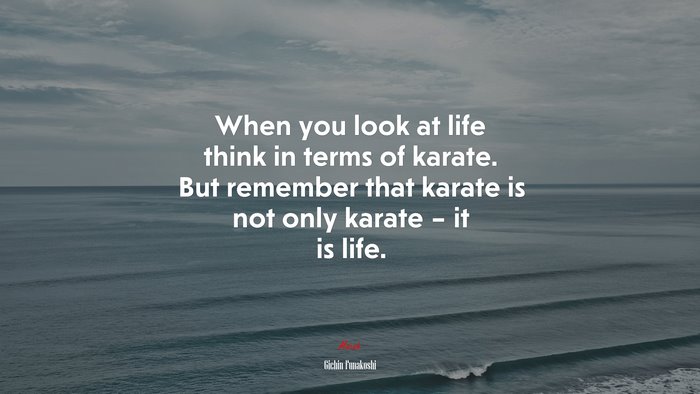 When you look at life think in terms of karate. But remember that karate is not only karate – it is life. | Gichin Funakoshi quote