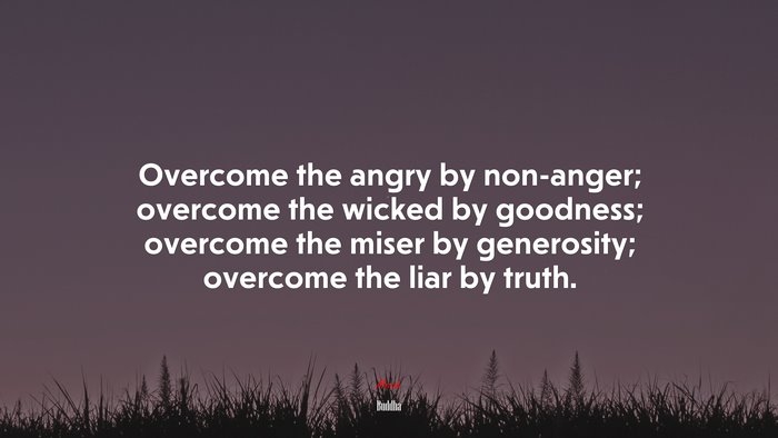 Overcome the angry by non-anger; overcome the wicked by goodness; overcome the miser by generosity; overcome the liar by truth. | Buddha quote