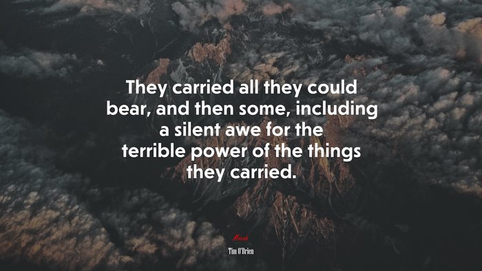 They carried all they could bear, and then some, including a silent awe for the terrible power of the things they carried. | Tim OBrien quote
