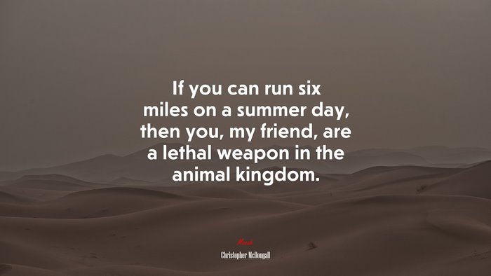 If you can run six miles on a summer day, then you, my friend, are a lethal weapon in the animal kingdom. | Christopher McDougall quote