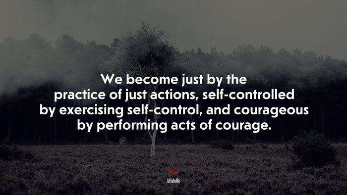 We become just by the practice of just actions, self-controlled by exercising self-control, and courageous by performing acts of courage. | Aristotle quote