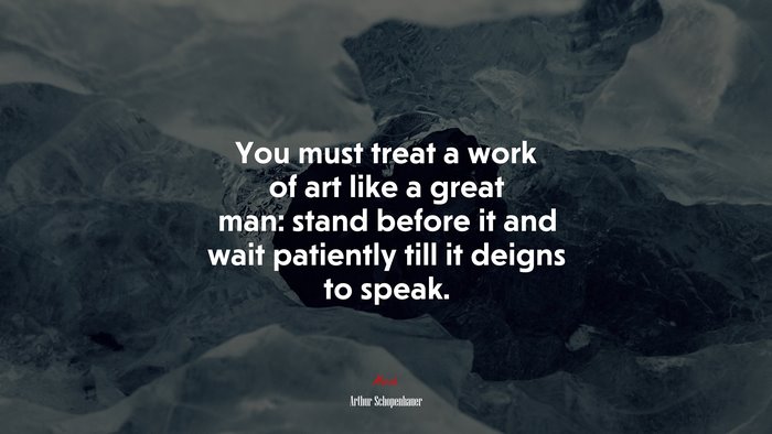 You must treat a work of art like a great man: stand before it and wait patiently till it deigns to speak. | Arthur Schopenhauer quote