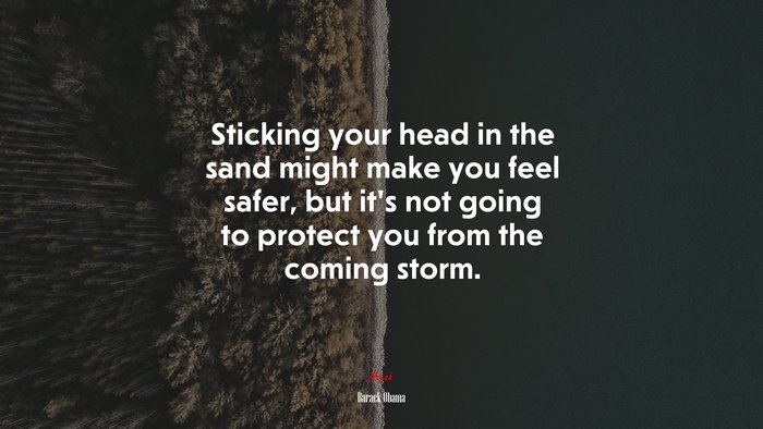 Sticking your head in the sand might make you feel safer, but it’s not going to protect you from the coming storm. | Barack Obama quote