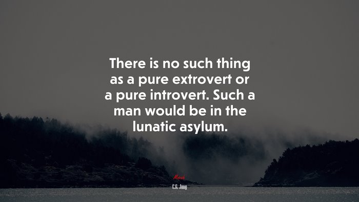 There is no such thing as a pure extrovert or a pure introvert. Such a man would be in the lunatic asylum. | C.G. Jung quote