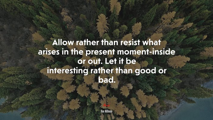 Allow rather than resist what arises in the present moment-inside or out. Let it be interesting rather than good or bad. | Dan Millman quote