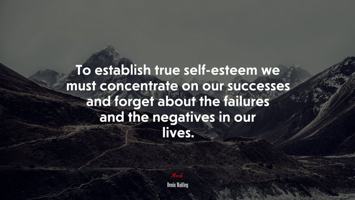 To establish true self-esteem we must concentrate on our successes and forget about the failures and the negatives in our lives. | Denis Waitley quote