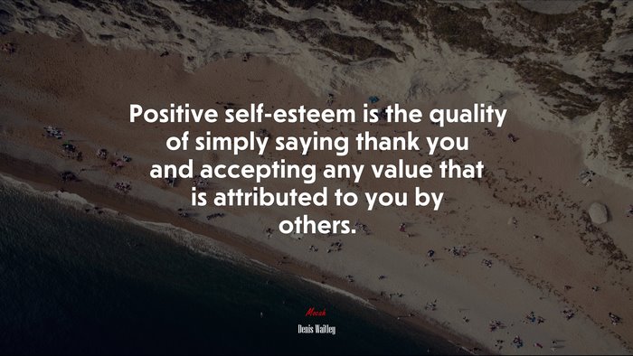 Positive self-esteem is the quality of simply saying thank you and accepting any value that is attributed to you by others. | Denis Waitley quote
