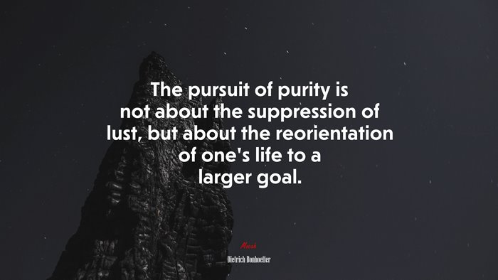 The pursuit of purity is not about the suppression of lust, but about the reorientation of one’s life to a larger goal. | Dietrich Bonhoeffer quote