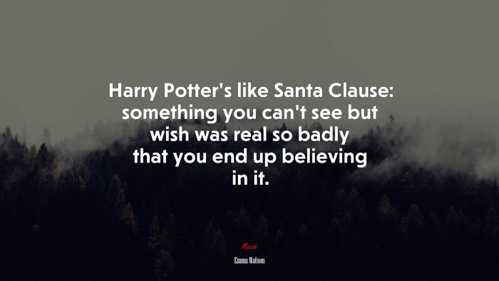 Harry Potter’s like Santa Clause: something you can’t see but wish was real so badly that you end up believing in it. | Emma Watson quote