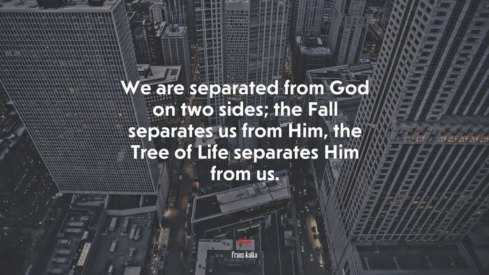 We are separated from God on two sides; the Fall separates us from Him, the Tree of Life separates Him from us. | Franz Kafka quote