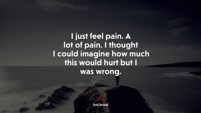 I just feel pain. A lot of pain. I thought I could imagine how much this would hurt but I was wrong. | Haruki Murakami quote