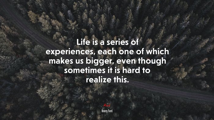 Life is a series of experiences, each one of which makes us bigger, even though sometimes it is hard to realize this. | Henry Ford quote