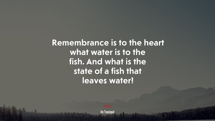 Remembrance is to the heart what water is to the fish. And what is the state of a fish that leaves water? | Ibn Taymiyyah quote