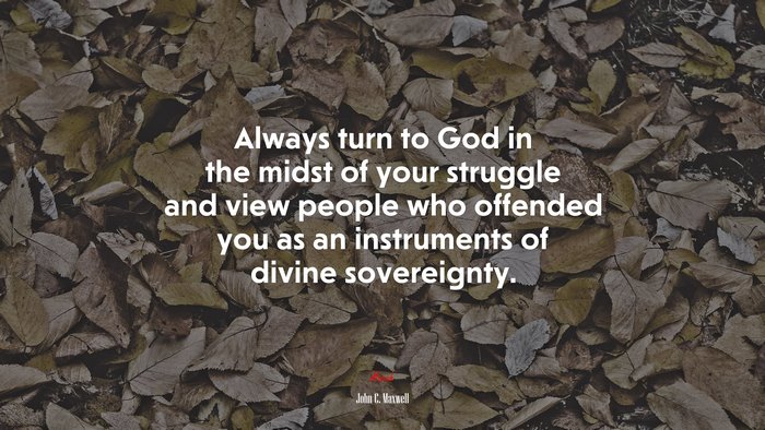 Always turn to God in the midst of your struggle and view people who offended you as an instruments of divine sovereignty. | John C. Maxwell quote