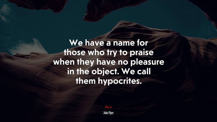 We have a name for those who try to praise when they have no pleasure in the object. We call them hypocrites. | John Piper quote