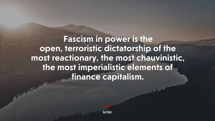 Fascism in power is the open, terroristic dictatorship of the most reactionary, the most chauvinistic, the most imperialistic elements of finance capitalism. | Karl Marx quote