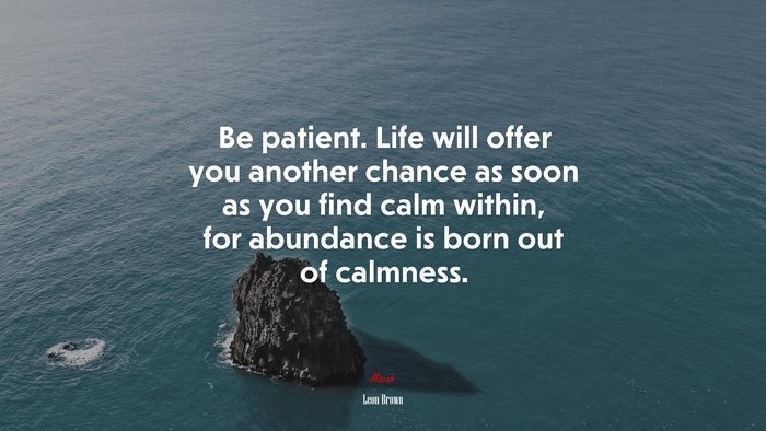 Be patient. Life will offer you another chance as soon as you find calm within, for abundance is born out of calmness. | Leon Brown quote