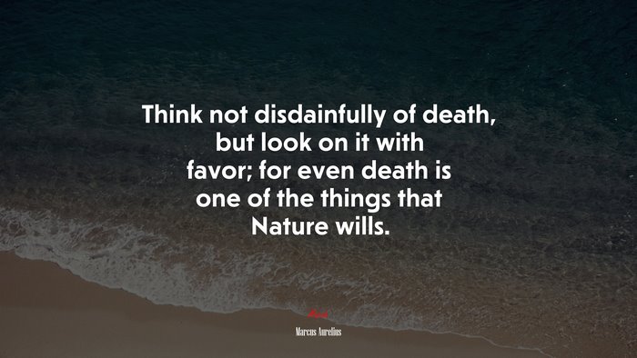 Think not disdainfully of death, but look on it with favor; for even death is one of the things that Nature wills. | Marcus Aurelius quote