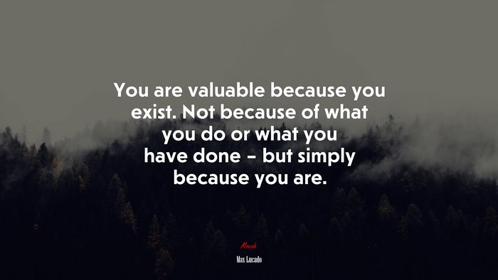 You are valuable because you exist. Not because of what you do or what you have done – but simply because you are. | Max Lucado quote