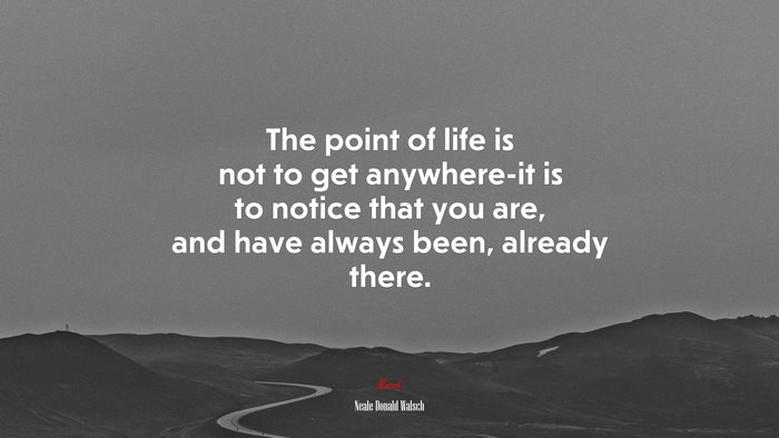 The point of life is not to get anywhere-it is to notice that you are, and have always been, already there. | Neale Donald Walsch quote