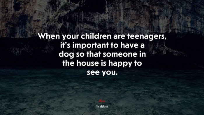 When your children are teenagers, it’s important to have a dog so that someone in the house is happy to see you. | Nora Ephron quote