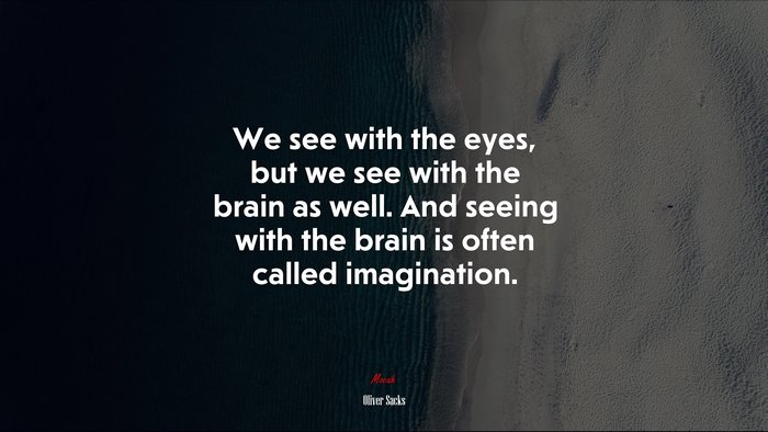 We see with the eyes, but we see with the brain as well. And seeing with the brain is often called imagination. | Oliver Sacks quote