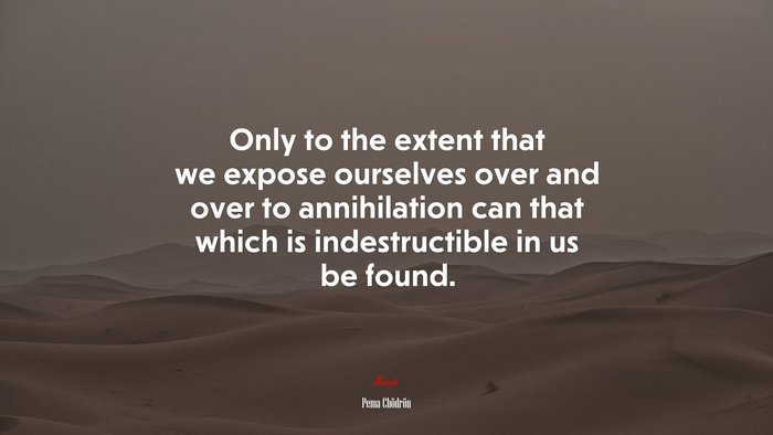 Only to the extent that we expose ourselves over and over to annihilation can that which is indestructible in us be found. | Pema Chödrön quote