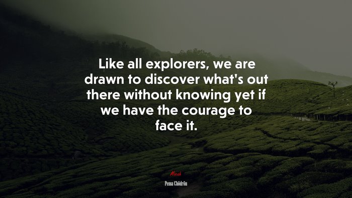 Like all explorers, we are drawn to discover what’s out there without knowing yet if we have the courage to face it. | Pema Chödrön quote