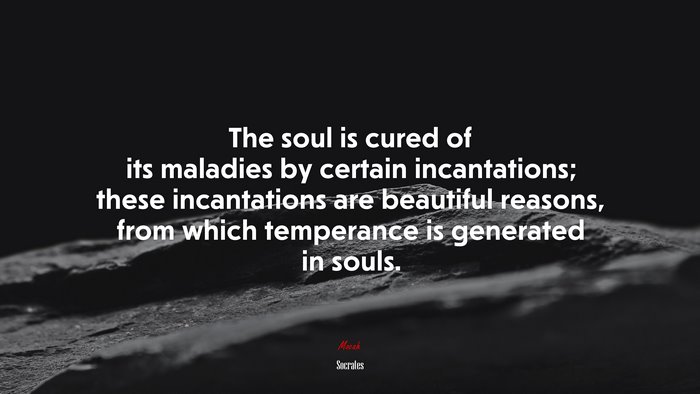 The soul is cured of its maladies by certain incantations; these incantations are beautiful reasons, from which temperance is generated in souls. | Socrates quote