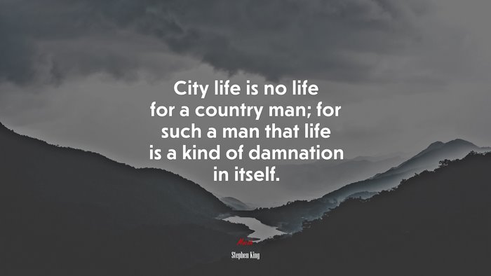 City life is no life for a country man; for such a man that life is a kind of damnation in itself. | Stephen King quote