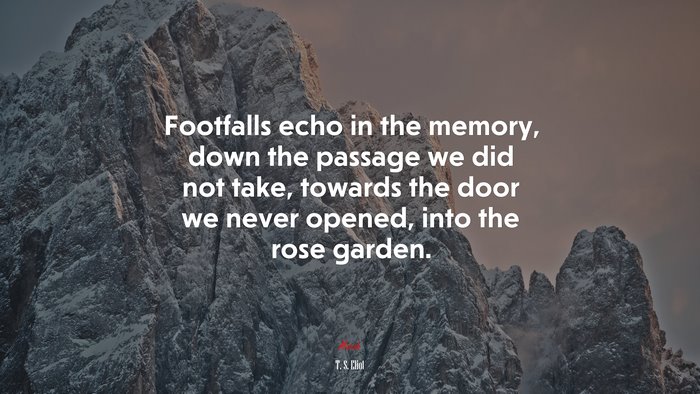 Footfalls echo in the memory, down the passage we did not take, towards the door we never opened, into the rose garden. | T. S. Eliot quote