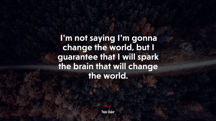 I’m not saying I’m gonna change the world, but I guarantee that I will spark the brain that will change the world. | Tupac Shakur quote
