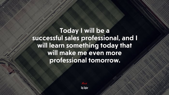 Today I will be a successful sales professional, and I will learn something today that will make me even more professional tomorrow. | Zig Ziglar quote