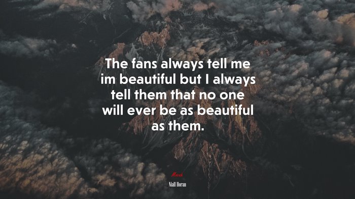 The fans always tell me im beautiful but I always tell them that no one will ever be as beautiful as them. | Niall Horan quote