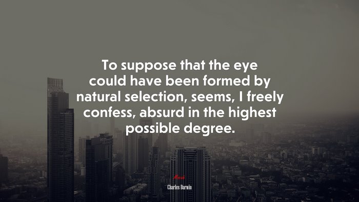To suppose that the eye could have been formed by natural selection, seems, I freely confess, absurd in the highest possible degree. | Charles Darwin quote