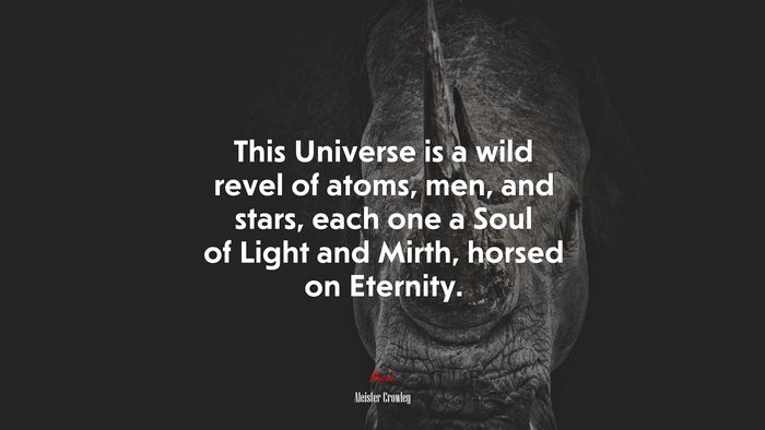 This Universe is a wild revel of atoms, men, and stars, each one a Soul of Light and Mirth, horsed on Eternity. | Aleister Crowley quote