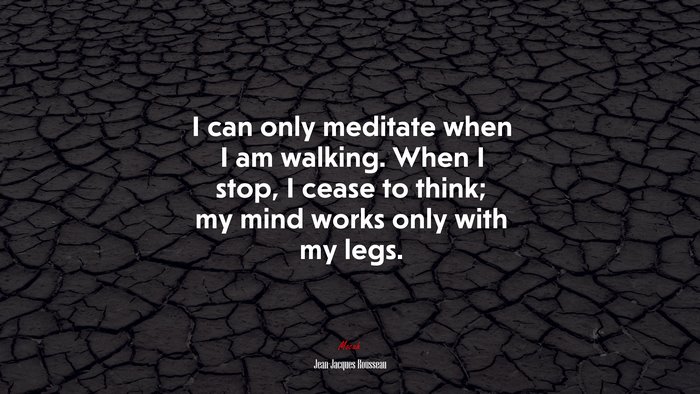 I can only meditate when I am walking. When I stop, I cease to think; my mind works only with my legs. | Jean-Jacques Rousseau quote