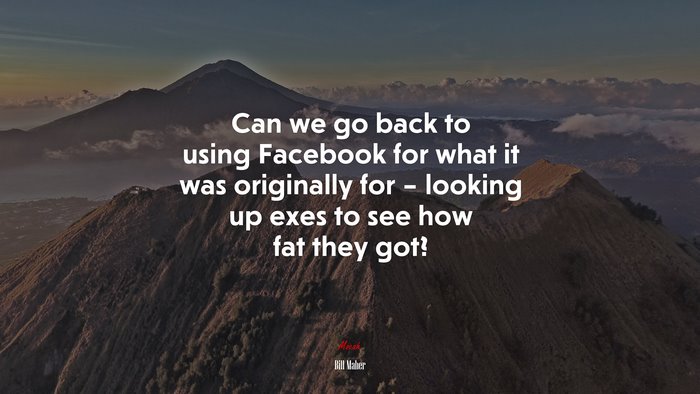 Can we go back to using Facebook for what it was originally for – looking up exes to see how fat they got? | Bill Maher quote