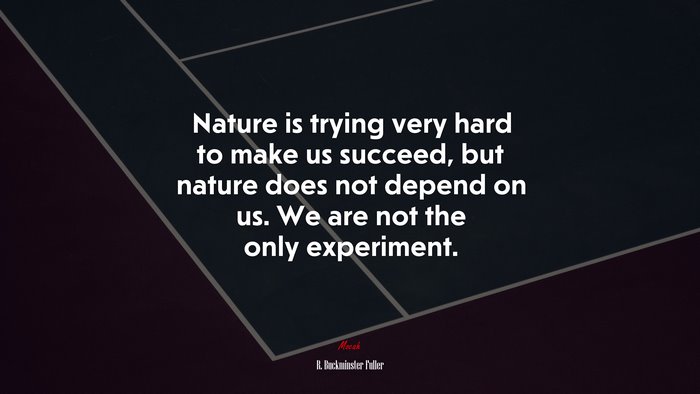 Nature is trying very hard to make us succeed, but nature does not depend on us. We are not the only experiment. | R. Buckminster Fuller quote