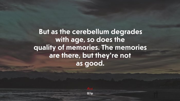 But as the cerebellum degrades with age, so does the quality of memories. The memories are there, but they’re not as good. | Bill Nye quote