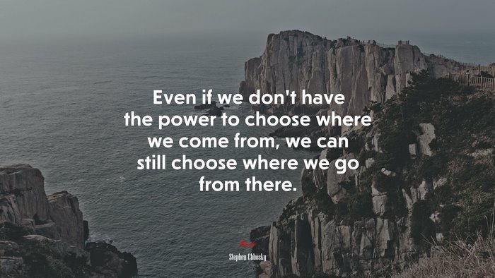 Even if we don’t have the power to choose where we come from, we can still choose where we go from there. | Stephen Chbosky quote