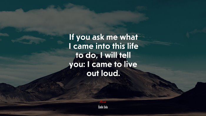If you ask me what I came into this life to do, I will tell you: I came to live out loud. | Émile Zola quote