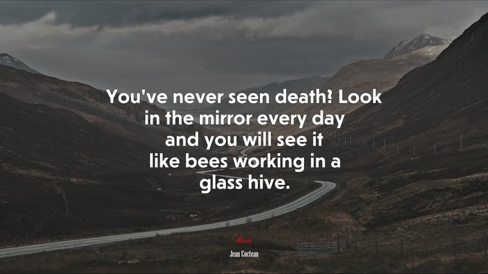 You’ve never seen death? Look in the mirror every day and you will see it like bees working in a glass hive. | Jean Cocteau quote