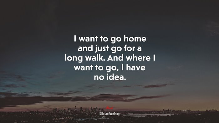 I want to go home and just go for a long walk. And where I want to go, I have no idea. | Billie Joe Armstrong quote