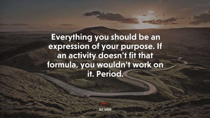 Everything you should be an expression of your purpose. If an activity doesn’t fit that formula, you wouldn’t work on it. Period. | Jack Canfield quote