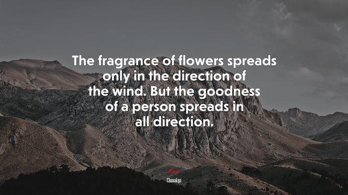 The fragrance of flowers spreads only in the direction of the wind. But the goodness of a person spreads in all direction. | Chanakya quote