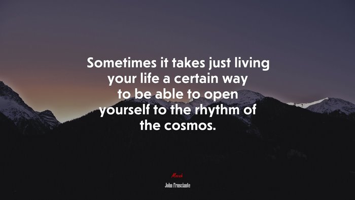 Sometimes it takes just living your life a certain way to be able to open yourself to the rhythm of the cosmos. | John Frusciante quote