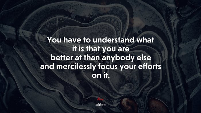 You have to understand what it is that you are better at than anybody else and mercilessly focus your efforts on it. | Andy Grove quote