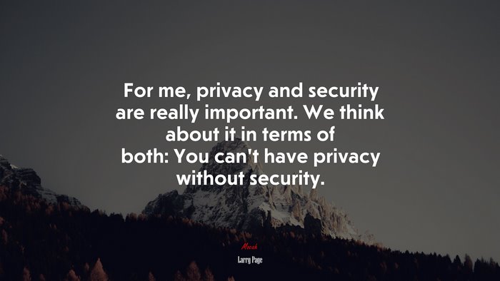 For me, privacy and security are really important. We think about it in terms of both: You can’t have privacy without security. | Larry Page quote